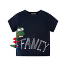 Green Cartoon Frog Print Summer T-Shirts for Kids