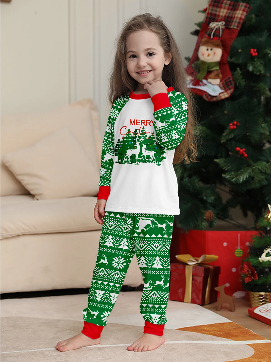 Long Sleeves Christmas Print Family Matching Clothing Set childrensterritory