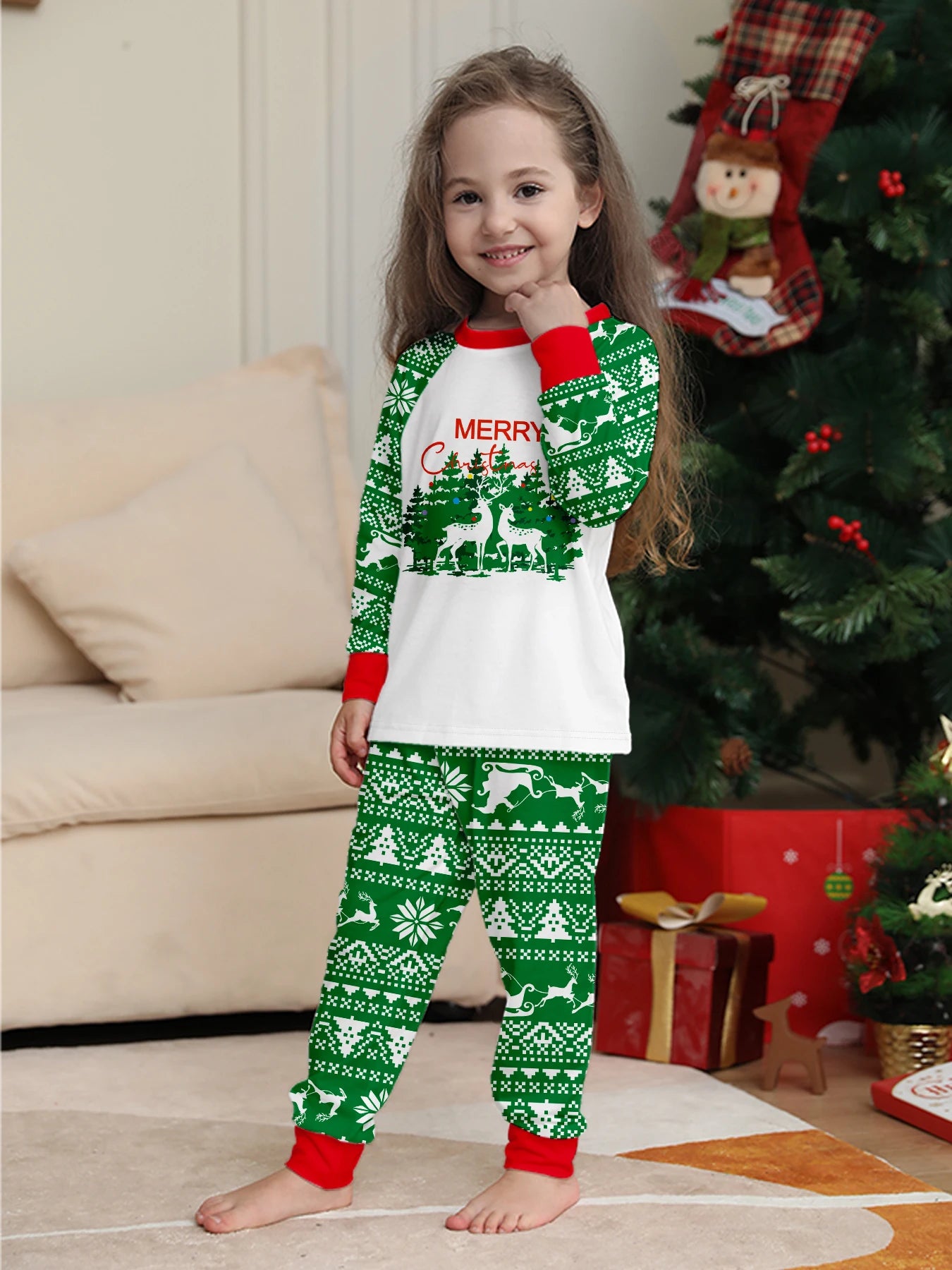 Long Sleeves Christmas Print Family Matching Clothing Set childrensterritory