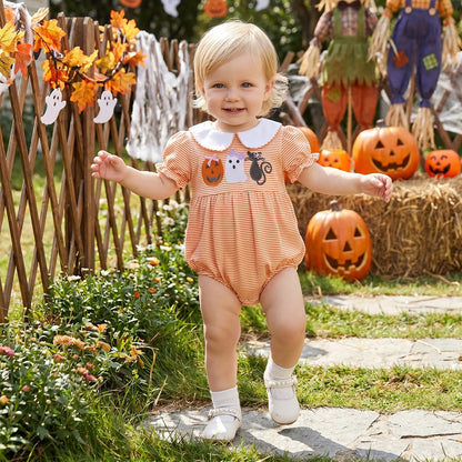 Baby Girl Doll Collar Striped Romper for Halloween