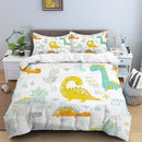 HD Cartoon Dinosaur Print Bedding Set for Kids Bed childrensterritory