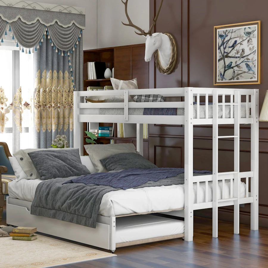 High-quality Twin Over Twin Pull-out Bunk Bed with Trundle childrensterritory