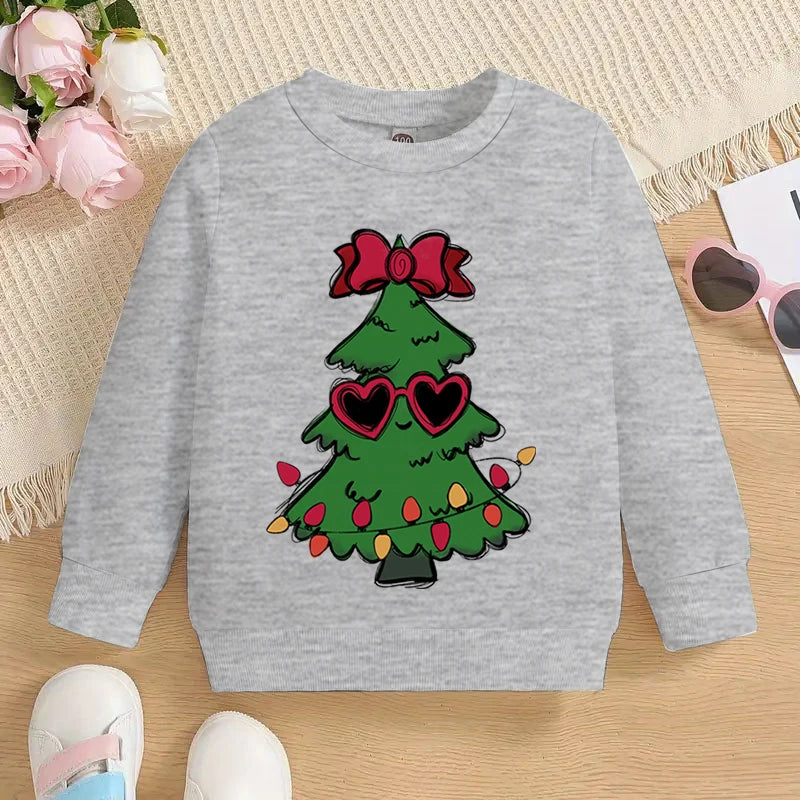 Kids Solid Colors Christmas Graphics Hoodless Sweatshirt childrensterritory