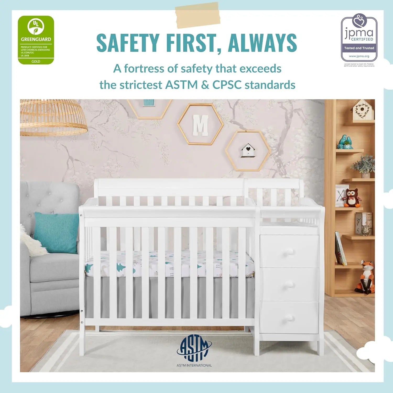 4-in-1 Baby Mini Convertible Crib And Changer childrensterritory