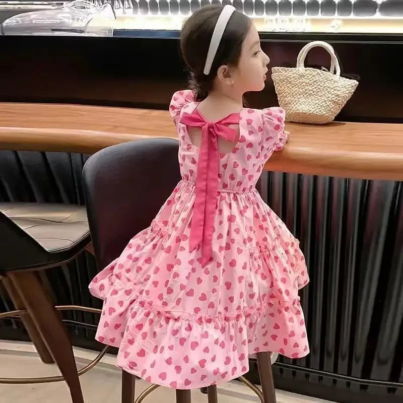 Square Neck Polka Dot Casual Dresses for Girls