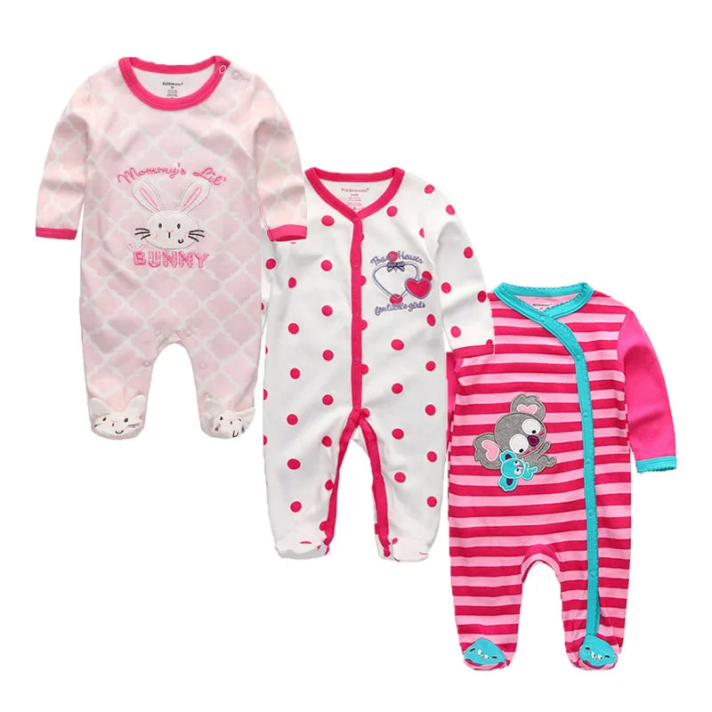 Long Sleeve Overall Printed Baby Zipper Rompers