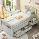 A Twin-Sized Wooden Platform Bed with Six Drawers for Storage childrensterritory