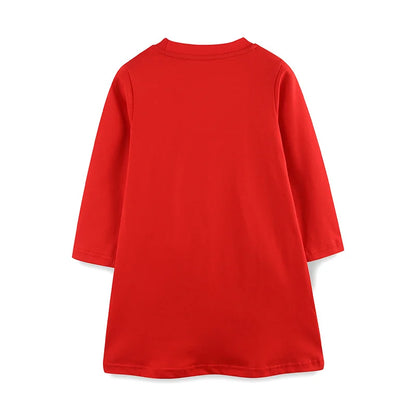 Kids Girls Printed Long Sleeve Christmas Dress childrensterritory