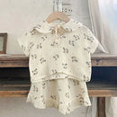 Baby Girls Korean Style Printed Summer Cotton Clothes Set childrensterritory