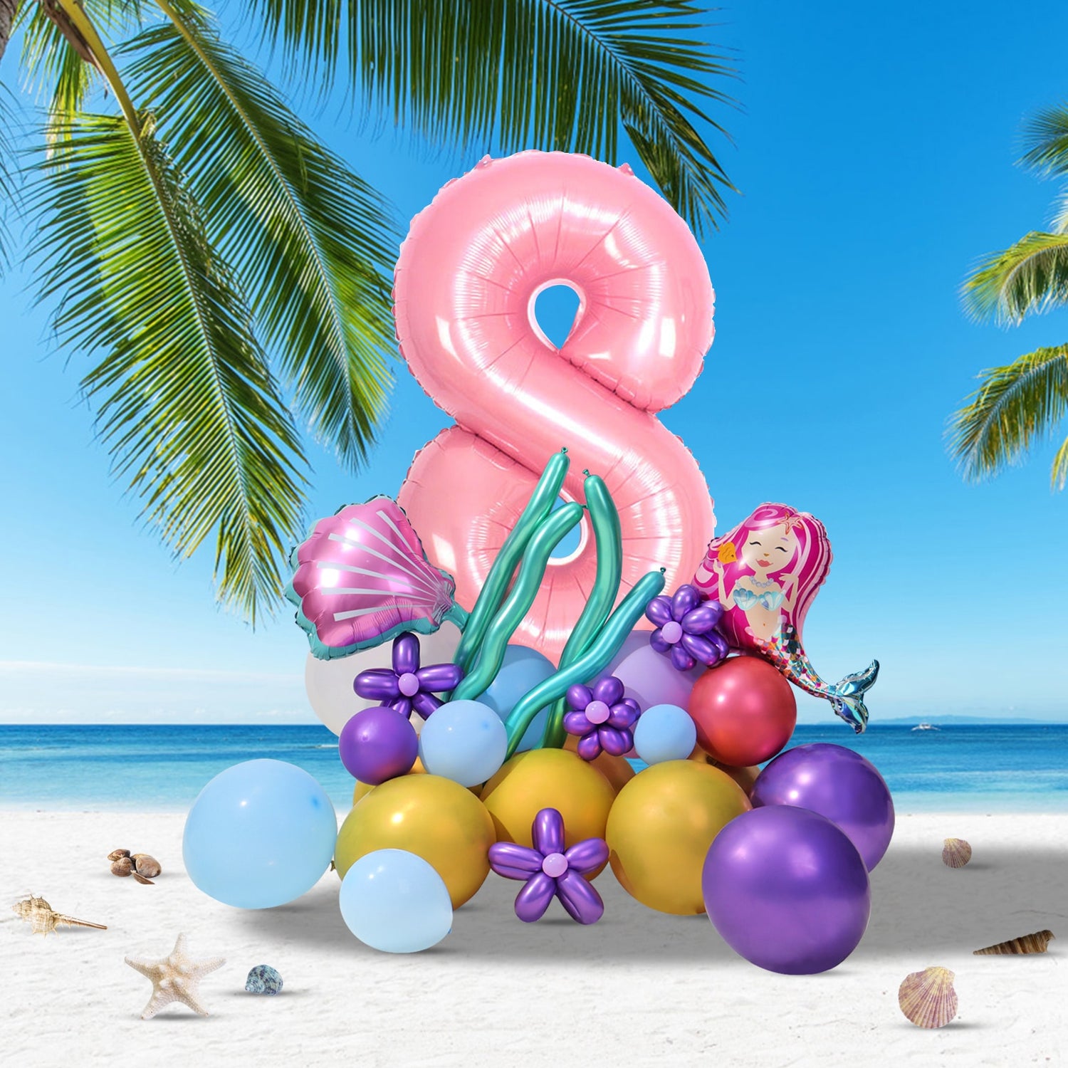 75/87/102 Pcs Little Mermaid Theme Party Balloon Arch Decorations childrensterritory