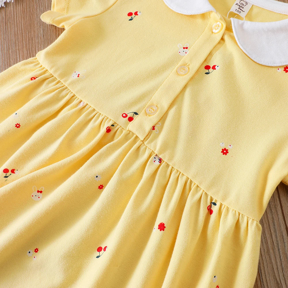 Little Girls Cute Print Cotton Summer Dresses childrensterritory