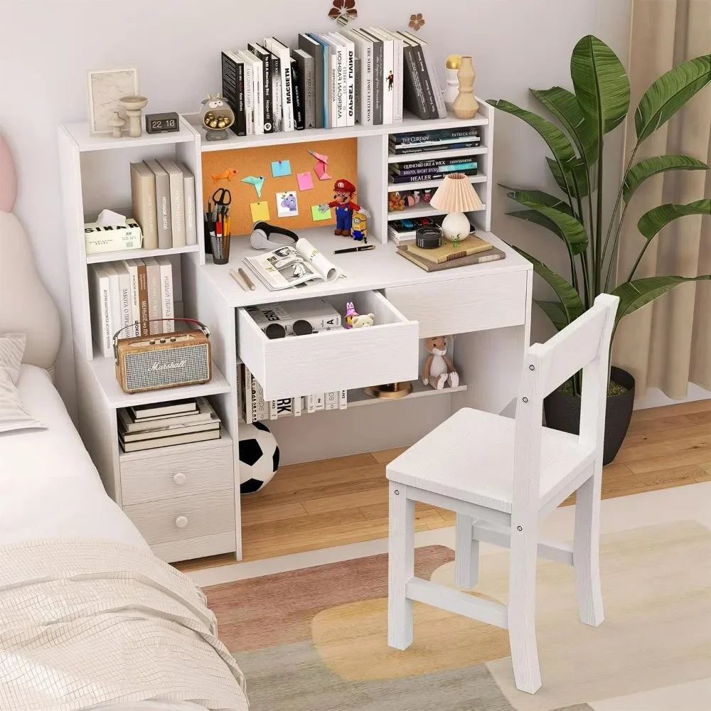 Kids Study Desk with 4 Drawers and Chair Set childrensterritory