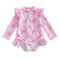 Floral Print Baby Girl Backless Long Sleeve Swimwear childrensterritory