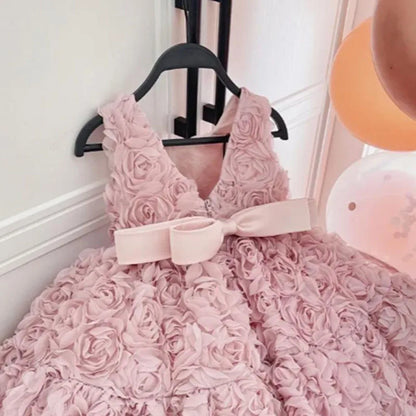 Lace Flower Design Little Girls Wedding Birthday Party Outfits