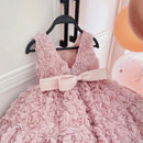 Lace Flower Design Little Girls Wedding Birthday Party Outfits