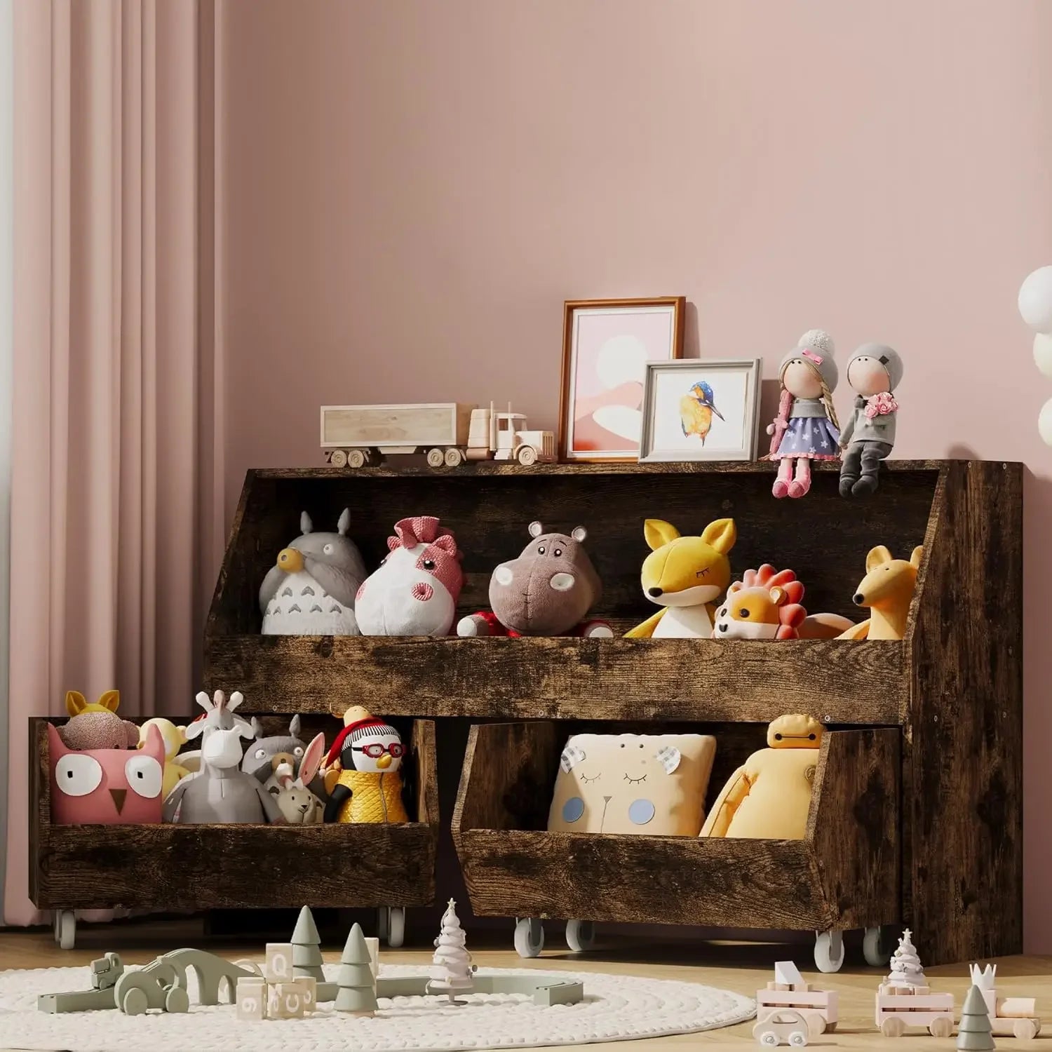 Large Toy Storage Cabinet with Two Moveable Drawers