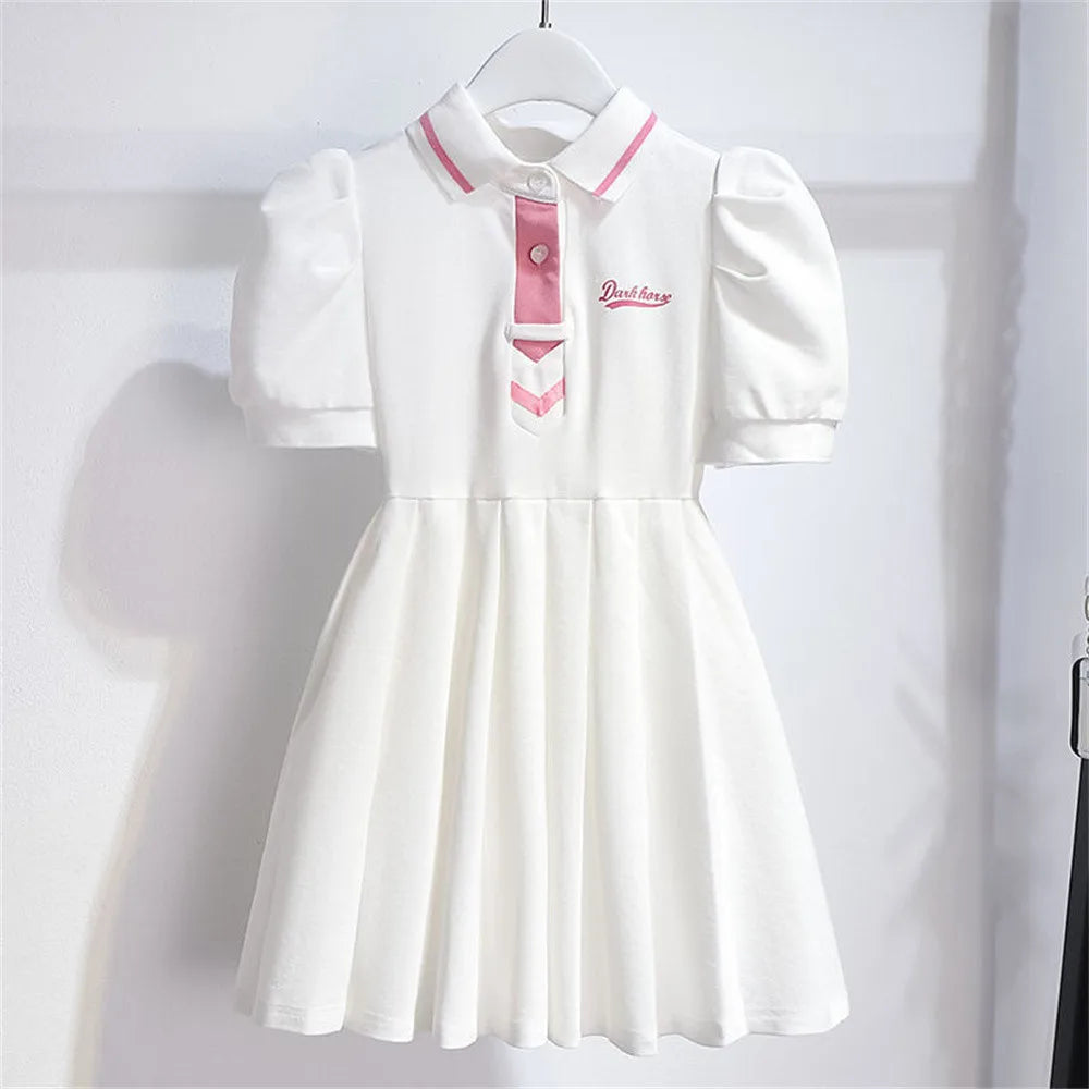 Girls' Collar Design Short Sleeves Casual Dresses