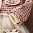 Girls 2pcs Preppy Outfits Coat & Dress Set for Birthday Party childrensterritory