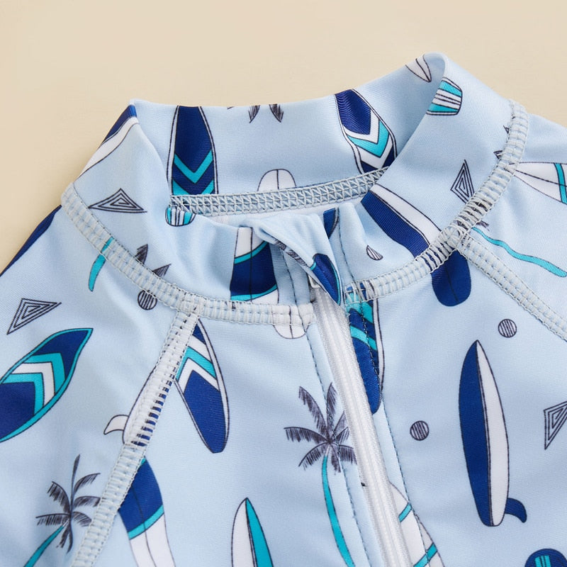 Baby Boy Surfboard and Trees Print Swimsuit childrensterritory