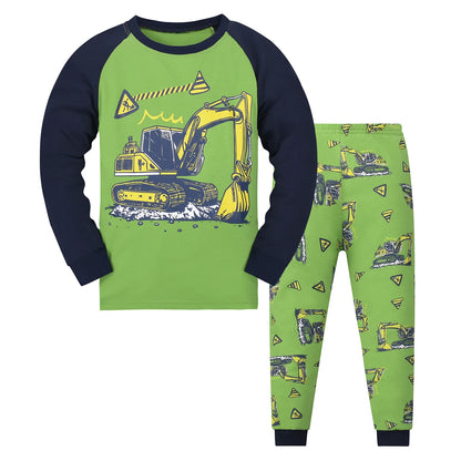 Kids Boys Cartoon Print Long Sleeves Pajamas Sets childrensterritory