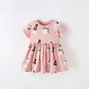 Kids Girls Cartoon Print Cotton Summer A-LINE Dresses