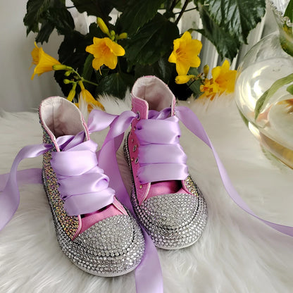 Kids Girls Handmade Rhinestones Bling Canvas Shoes childrensterritory