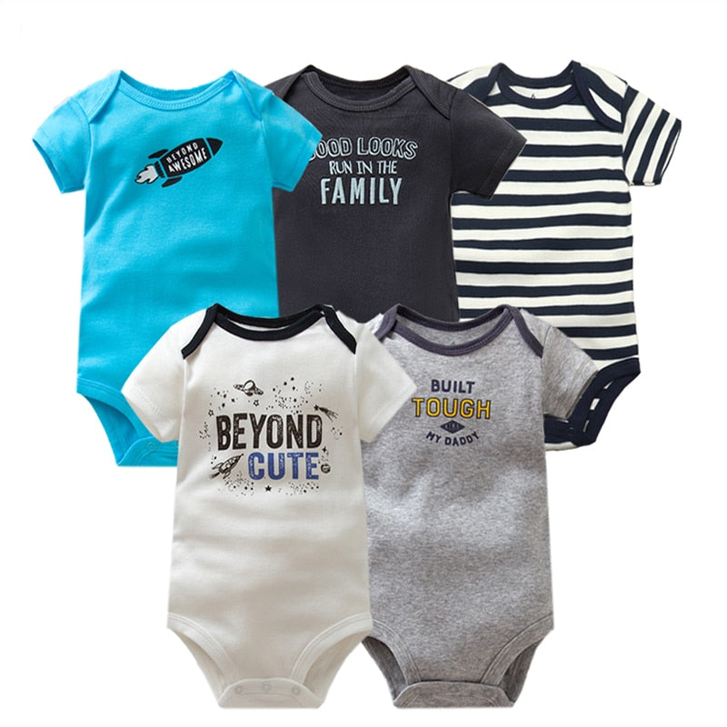 5PCS/Lot Baby Boys Girls Short Sleeve Printed Bodysuits childrensterritory