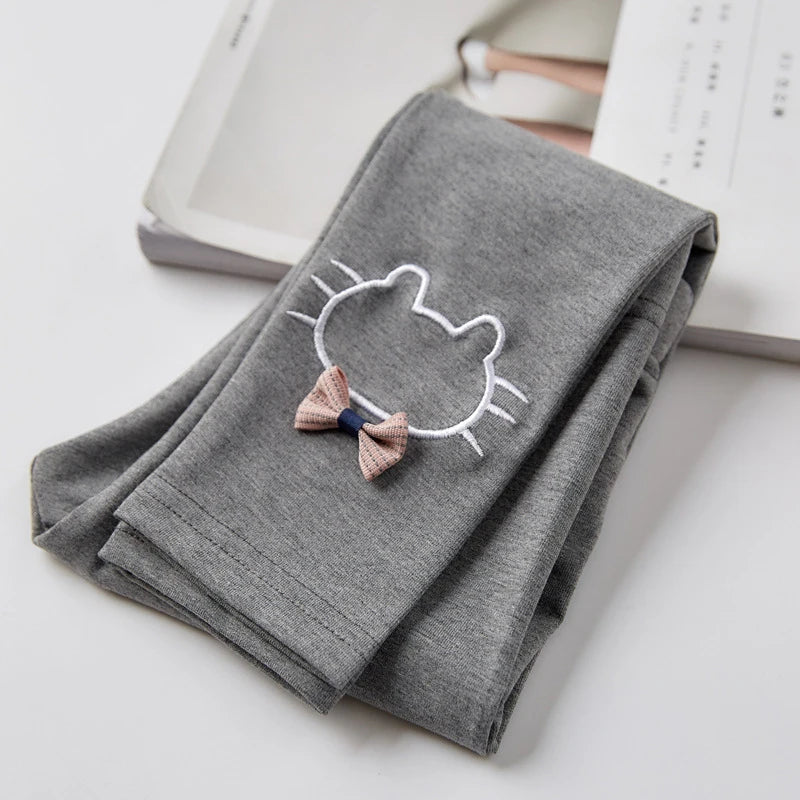 Kids Girls Kitty Design Skinny Cotton Leggings childrensterritory