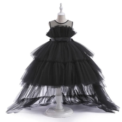 Little Girls Puffy Tulle First Communion Dresses with Trailing childrensterritory