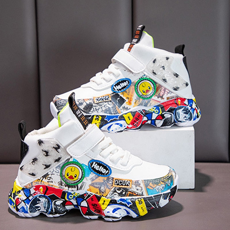 Cartoon Graffiti Pattern Sports Shoes for Kids Unisex childrensterritory