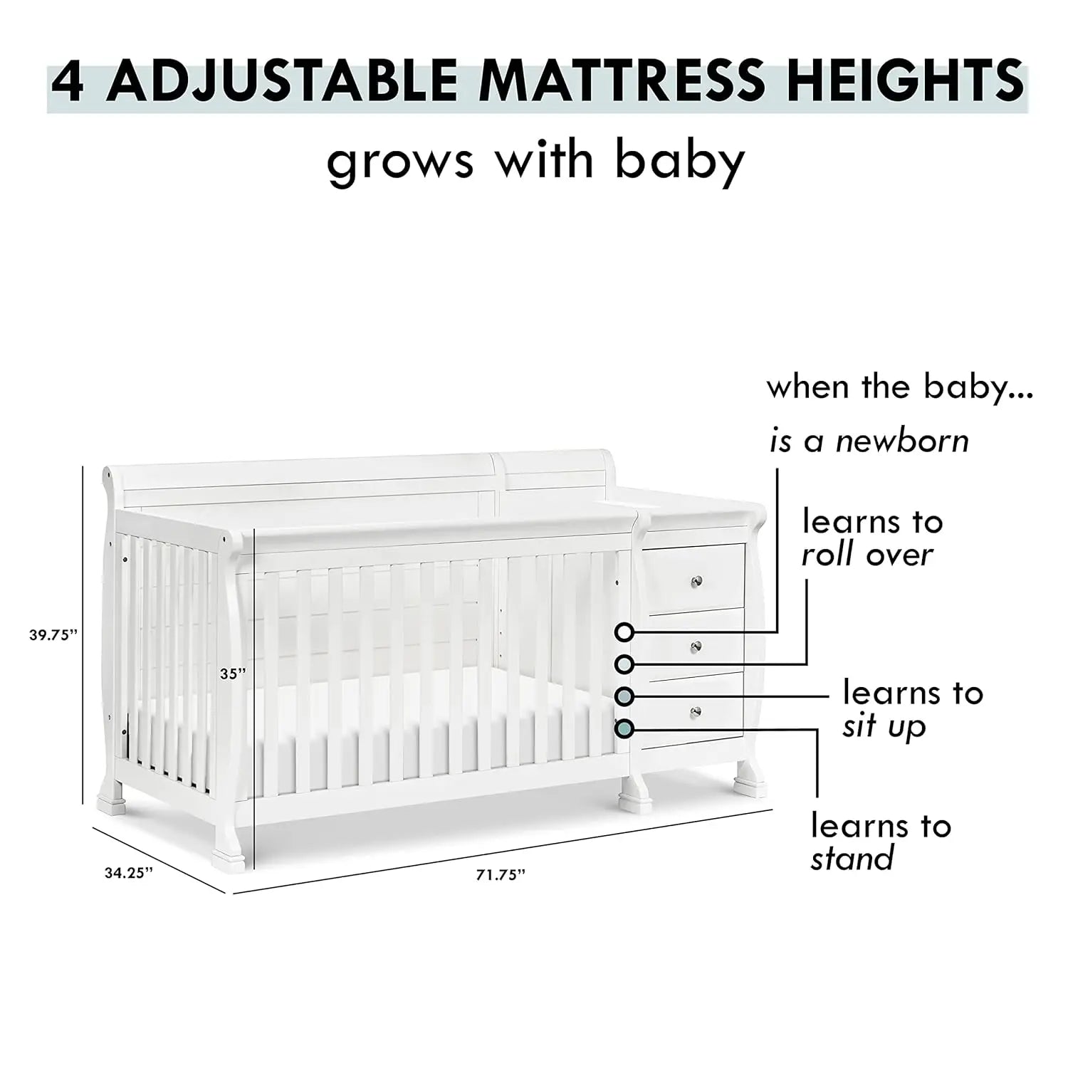 The 4-in-1 White Convertible Crib and Changer Combo childrensterritory
