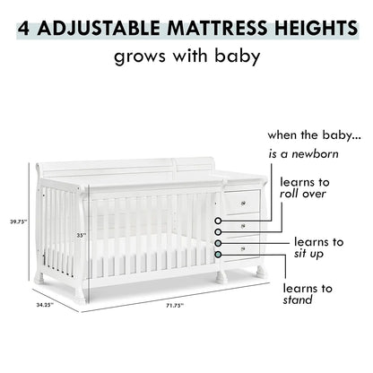 The 4-in-1 White Convertible Crib and Changer Combo childrensterritory