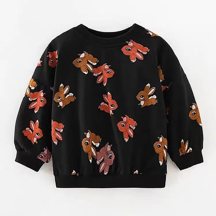 Full-Sleeve Cartoon Print Sweatshirts For Girls