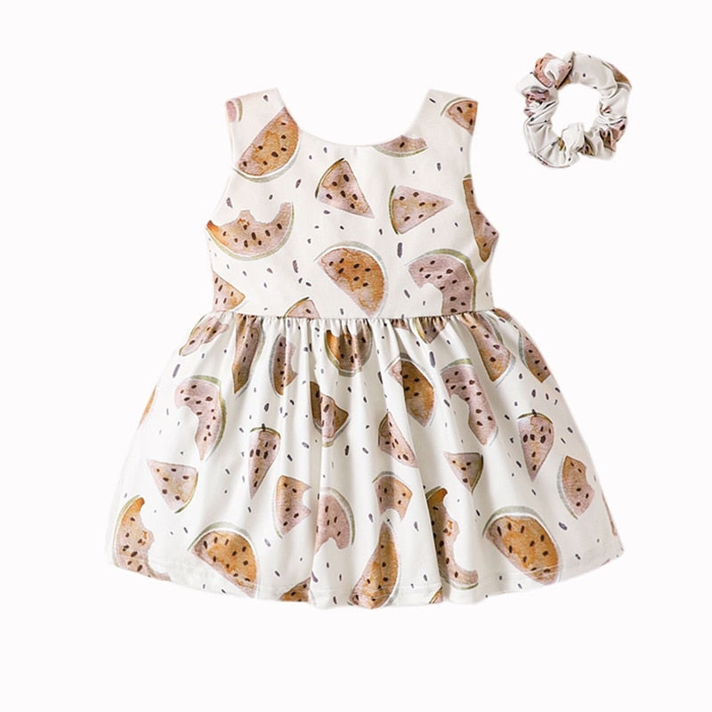 Watermelon Print Dress with Headband for Baby Girl childrensterritory
