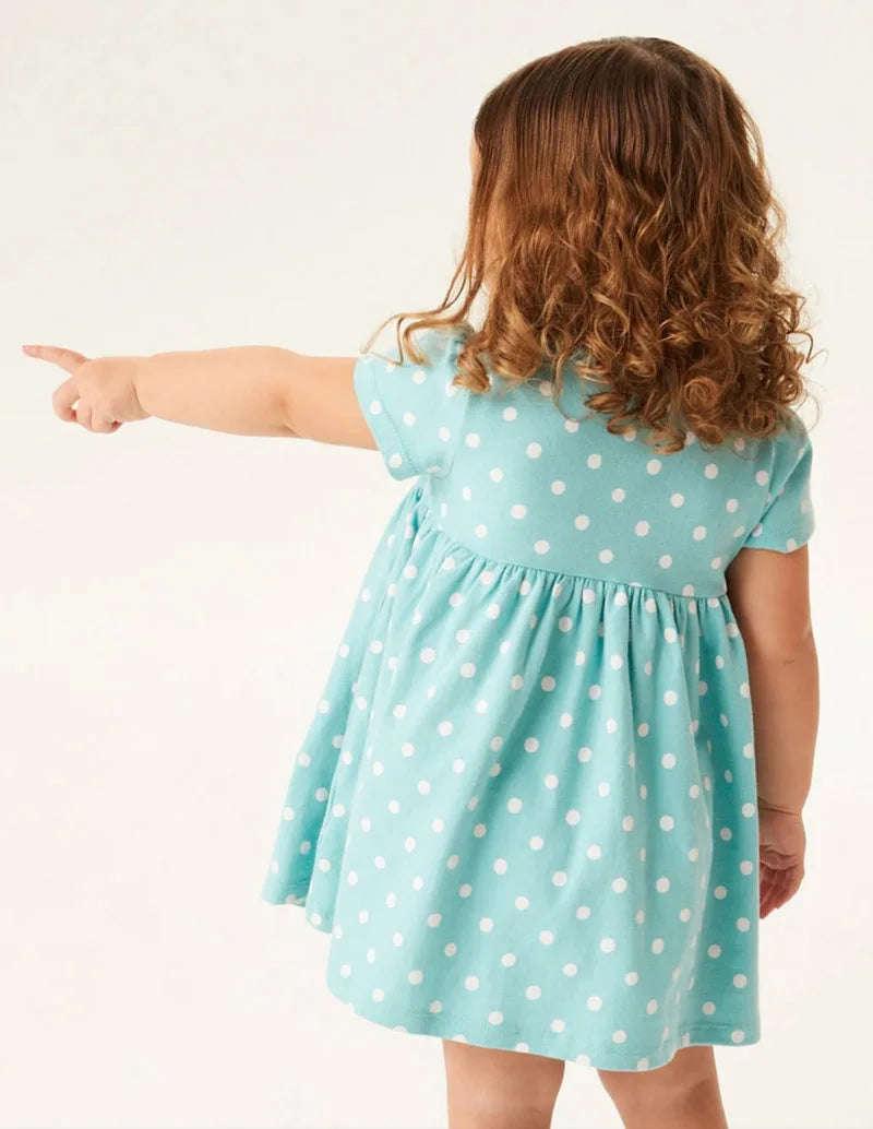 Cartoon Print A-Line Summer Casual Cotton Dress for Little Girls childrensterritory