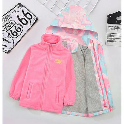 Girls’ Full-Sleeve Printed Hooded Jackets