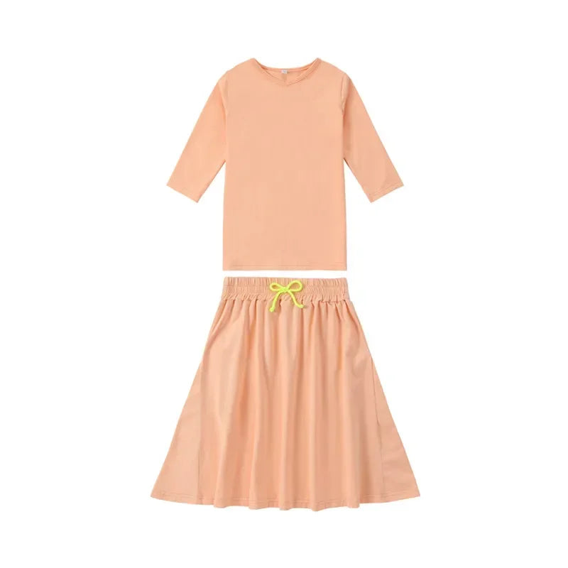 Summer Solid Colour Family Matching Clothing Set childrensterritory