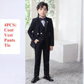 Kids Boys Top Quality Plaid Wedding Suit Formal Tuxedo