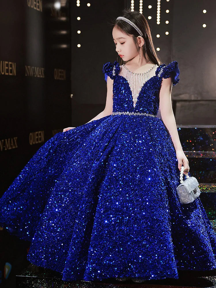 Kids Girls Elegant Princess Sequin Evening Prom Party Dresses/Gown childrensterritory