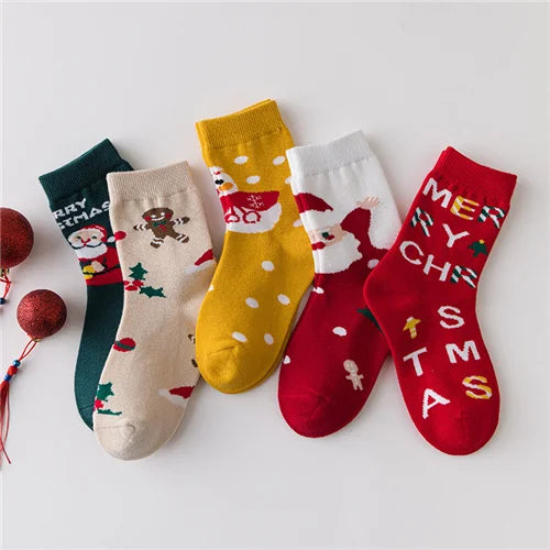 Kids Cartoon Print 5 Pairs Winter Socks childrensterritory