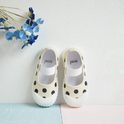 Cute Polka Dot Soft Soled Kids Canvas Indoor Sneakers childrensterritory