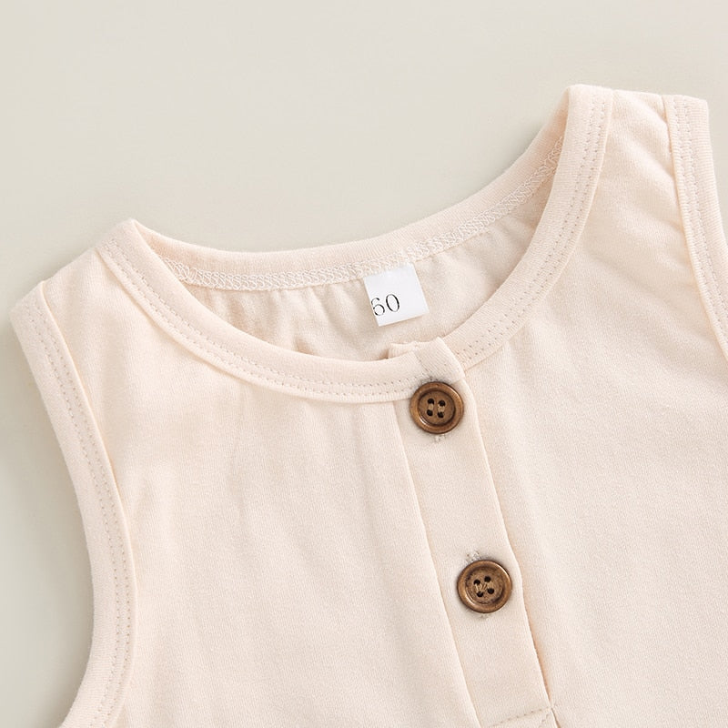 Solid Color Sleeveless Baby Girls Boys Summer Bodysuit childrensterritory