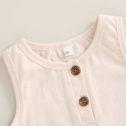 Solid Color Sleeveless Baby Girls Boys Summer Bodysuit childrensterritory