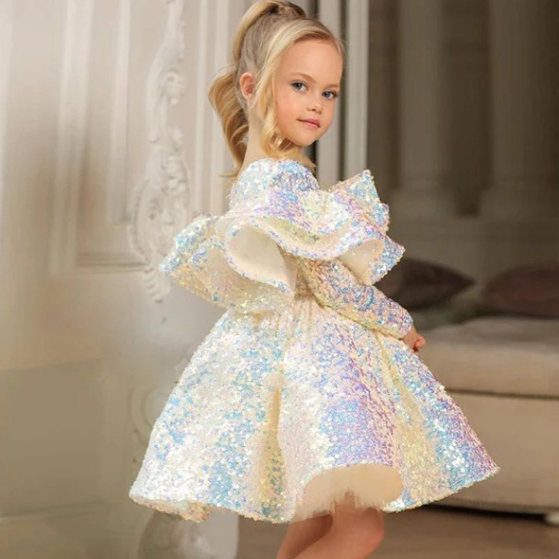 Baby/Kids Girl Vintage Tulle Bling Princess Dress for Birthday