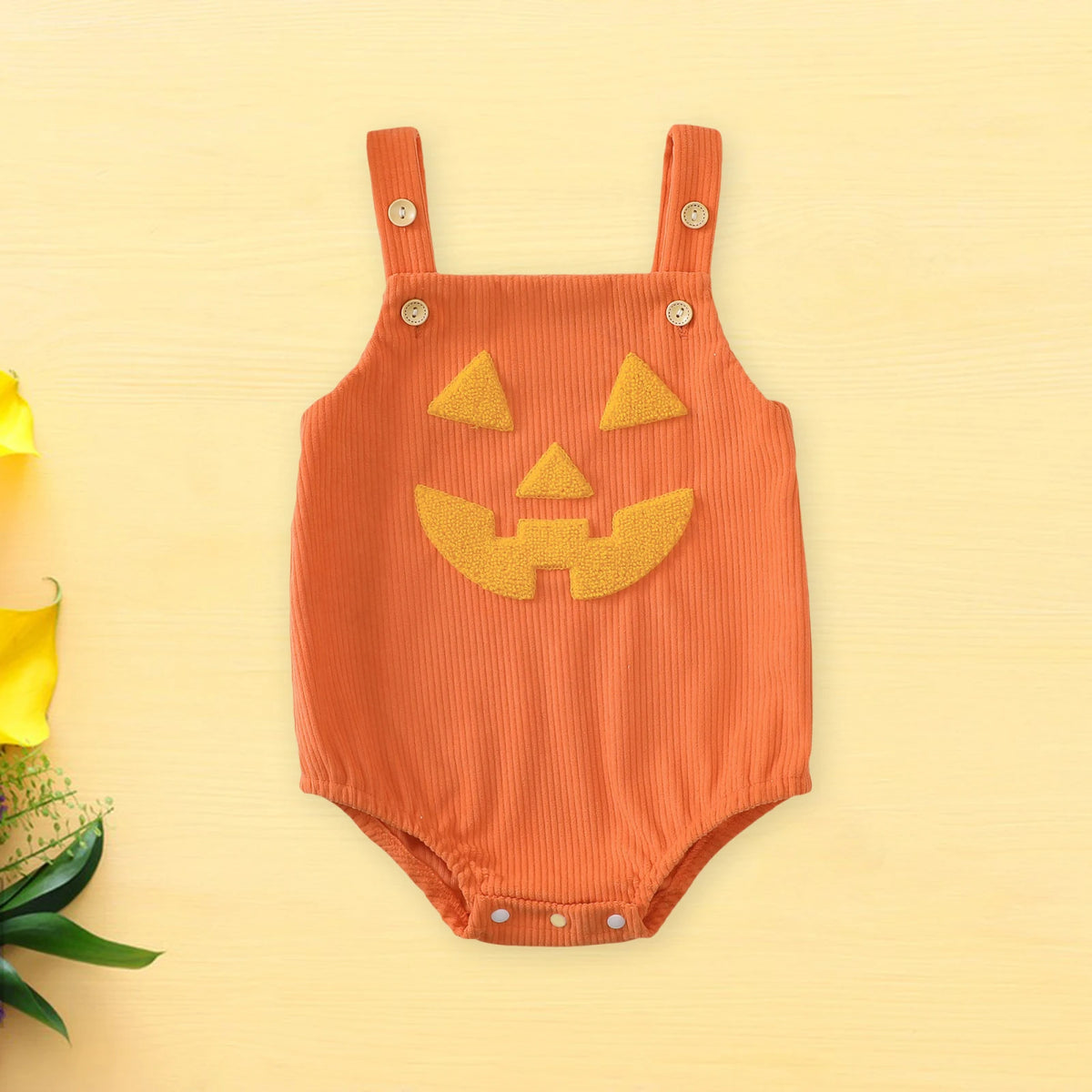 Baby Unisex Onesie of Pumpkin Design for Halloween