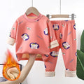 Baby/Kids Thick Warm Cartoon Print Pajamas Set