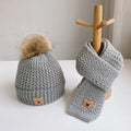2Pcs Cute Bear Embroidery Baby Hats and Scarf Set childrensterritory