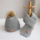 2Pcs Cute Bear Embroidery Baby Hats and Scarf Set childrensterritory