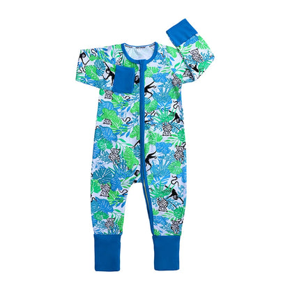 Long Sleeves Printed Baby Girl/Boy Zipper Bodysuits childrensterritory