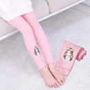 Solid Color Cute Cartoon Design Little Girls Casual Leggings childrensterritory